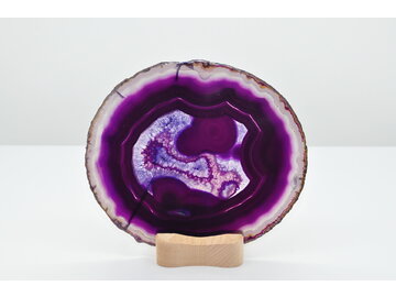 ACHÁT PLAT S DREVENÝM STOJANOM NA ČAJOVÉ SVIEČKY