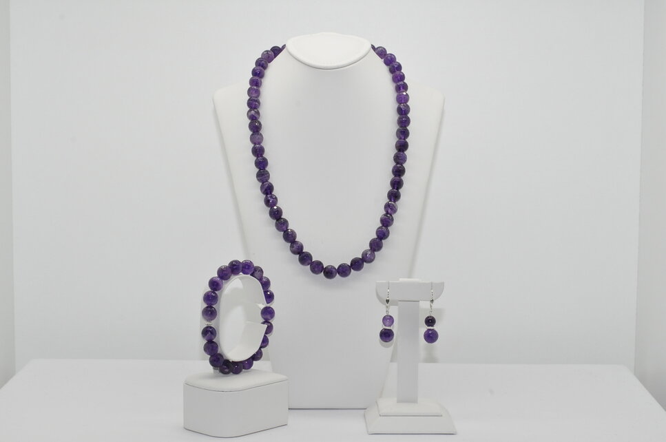 NÁHRDELNÍK A NÁRAMOK AMETYST FAZETOVANÝ AA - Ag.925