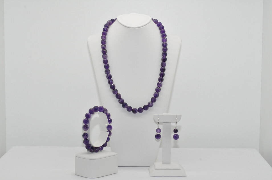 NÁHRDELNÍK A NÁRAMOK AMETYST FAZETOVANÝ AA - Ag.925