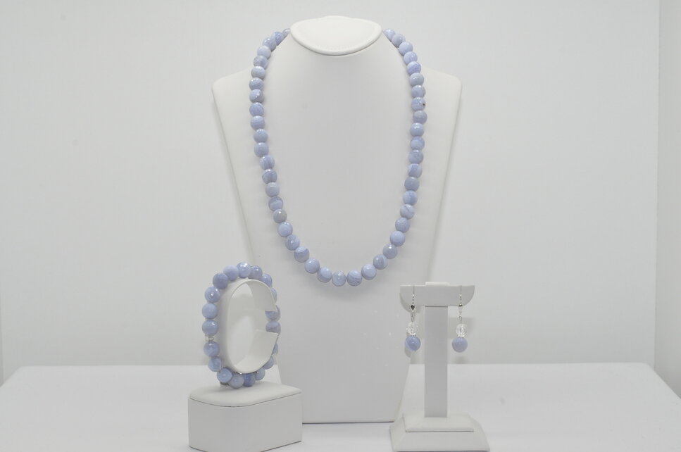 NÁHRDELNÍK A NÁRAMOK CHALCEDON FAZETOVANÝ Ag.925