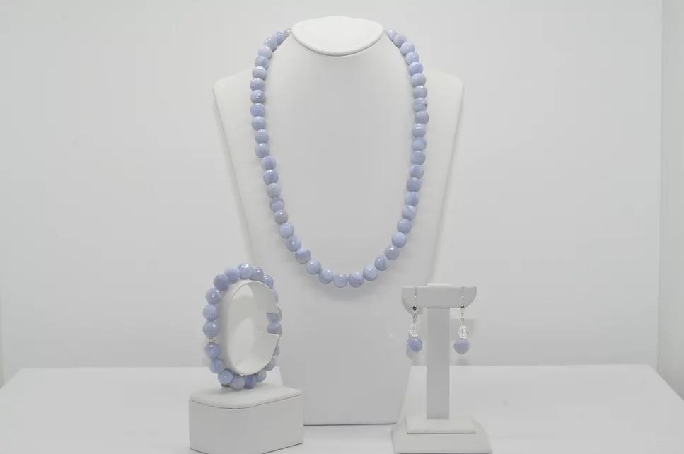 NÁHRDELNÍK A NÁRAMOK CHALCEDON FAZETOVANÝ Ag.925