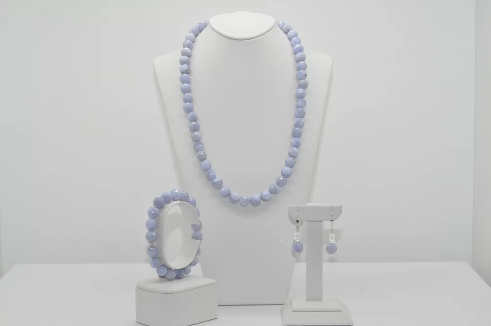 NÁHRDELNÍK A NÁRAMOK CHALCEDON FAZETOVANÝ Ag.925