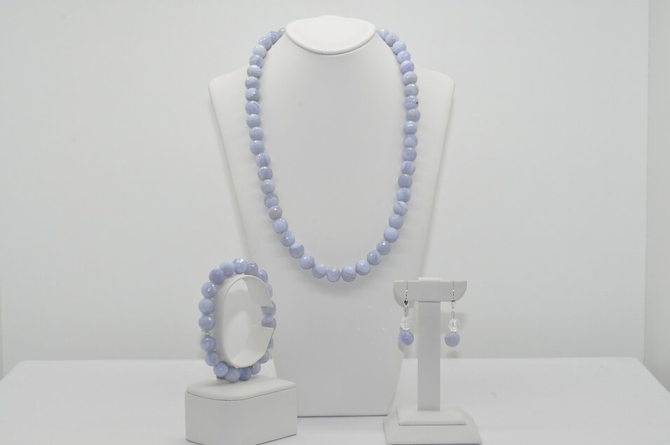 NÁHRDELNÍK A NÁRAMOK CHALCEDON FAZETOVANÝ Ag.925