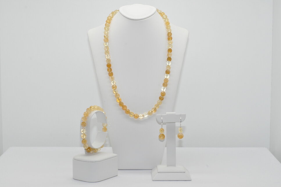 NÁHRDELNÍK A NÁRAMOK CITRÍN AA Ag.925 FAZETOVANÝ