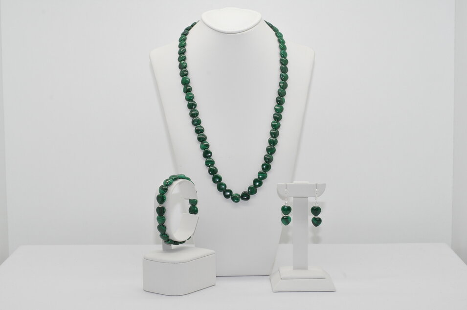 NÁHRDELNÍK A NÁRAMOK MALACHITOVÉ SRDCE Ag.925