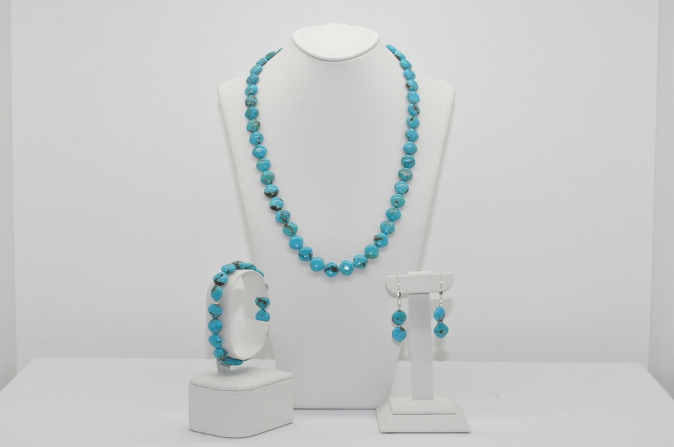 NÁHRDELNÍK A NÁRAMOK TYRKYSOVÝ DIAMANT AAA - Ag.925