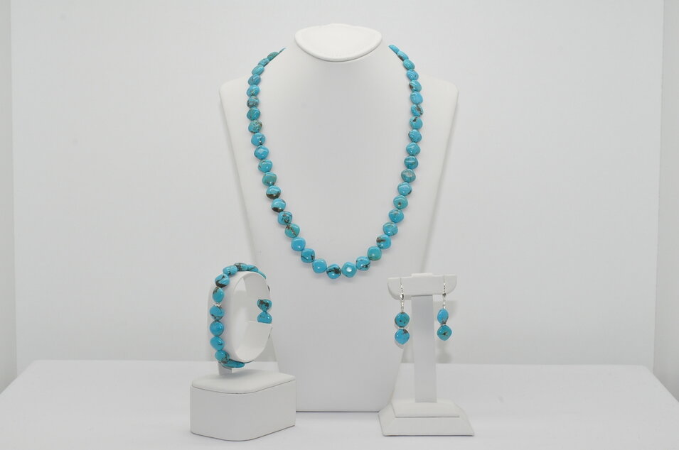 NÁHRDELNÍK A NÁRAMOK TYRKYSOVÝ DIAMANT AAA - Ag.925